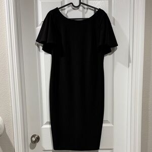 Elegant Calvin Klein Black Flutter Sleeve Dress